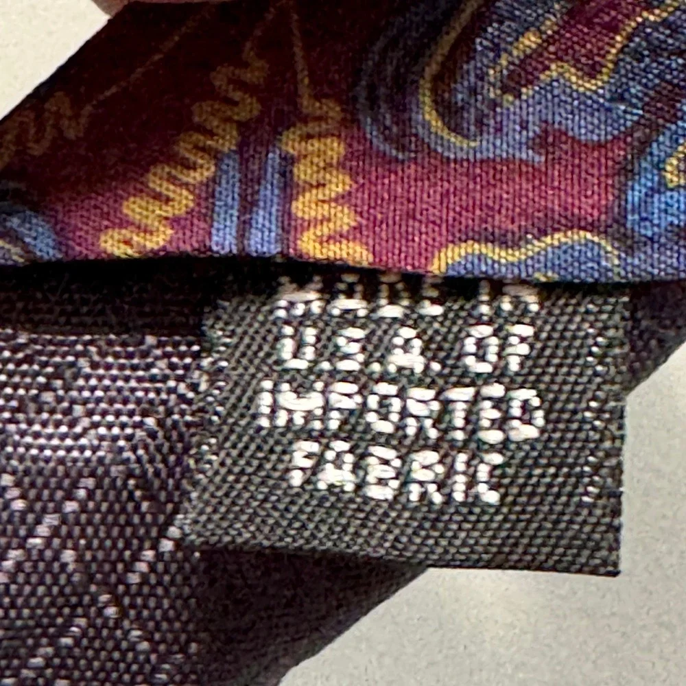 Christian Dior Tie Mens OS Burgundy Blue Abstract Silk Vintage Designer Academic